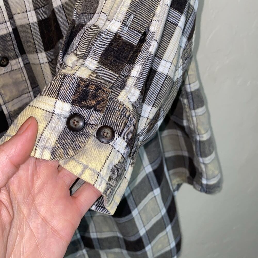 Urban Renewal green plaid distressed off the shoulder tunic top - Picture 5 of 7